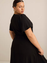 Black Midi Wrap Dress - Addition Elle