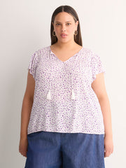 Floral A-Line Split-Neck Blouse
