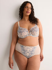 Grey Mesh Brief with Embroidered Front - Déesse