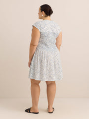 Sleeveless Smocked Crew-Neck Short Dress