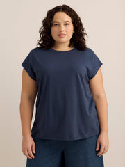 Straight-Fit Extended-Sleeve Crew-Neck Knit Top