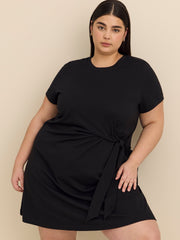 Responsible, Short-Sleeve Scoop-Neck Dress with Side Knot