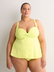 Lime Green Twisted Babydoll Tankini Top