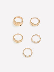 Assorted Hammered Golden Rings, Set of 5