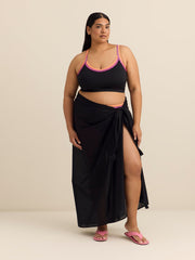 Black Pareo with Tassels Details