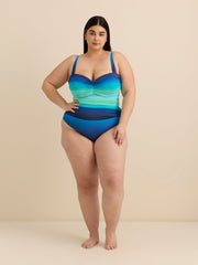 One-Piece Swimsuit with Shirred Bandeau Top - Bleu Rod Beattie
