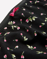 Black High-Cut Brief with Rose Bud Print - tiVOGLIO