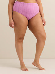 Violet High-Waist Mid-Leg Eyelet Swim Brief