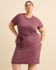 Plum Knit Dress with Removable Belt