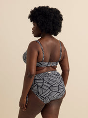 Black Geometric-Print Ronda Bikini Bra - Raisins Curve