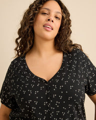 Long Black Sleepshirt with Heart Print - ti Voglio