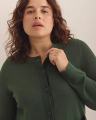 Responsible, Buttoned-Down Cotton Blend Crewneck Cardigan