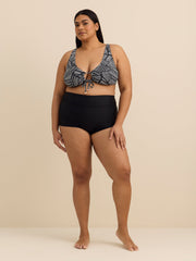 Black High-Waisted Doheny Swim Short - Raisins Curve