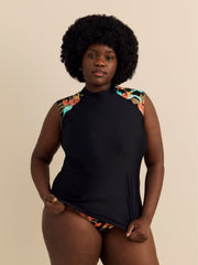 Black Tropical Cap-Sleeve Exhale Rashguard - Body Glove