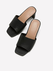Wide Width, Peonie Black Faux Leather One-Band High-Heel Sandal