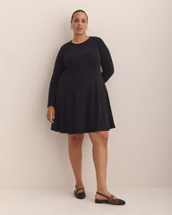 Long-Sleeve Fit and Flare Dress with Princess Seam