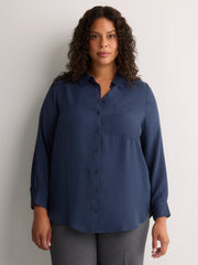 Responsible, Silky Buttoned Down Tunic Shirt
