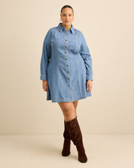 Denim Long Sleeve Shirt Dress