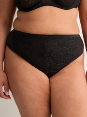 Black Lace and Mesh Thong - Déesse