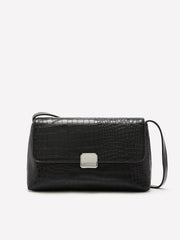 Black Croco Crossbody Handbag