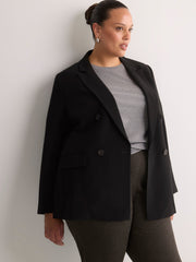 Black Double-Breasted City Blazer