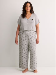 Grey Textured Knit Pyjama Pant with Dalmatian Print - Disney