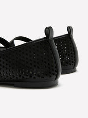 Extra Wide Width, Perforated Ballerina Flats with Strap