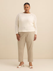 Long Bell Sleeve Sweater with Boat Neck