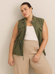 Petite, Solid Linen-Blend Wide-Leg Pant
