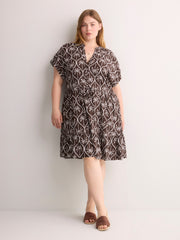 Responsible, Short Dolman-Sleeve Tiered Popover Dress