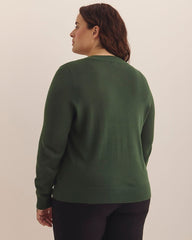 Responsible, Buttoned-Down Cotton Blend Crewneck Cardigan