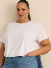 Short-Sleeve Cropped Shirt with Bubble Hem