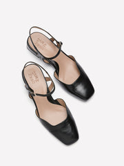 Wide Width, Black Slingback Hattie Block-Heel Shoe - Naturalizer