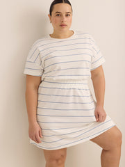Short-Sleeve French Terry Dress with Elastic Waist - Active Zone
