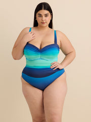 One-Piece Swimsuit with Shirred Bandeau Top - Bleu Rod Beattie