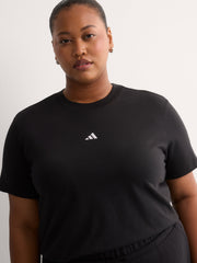 Black Short-Sleeve Crewneck Tee with Small Logo - adidas