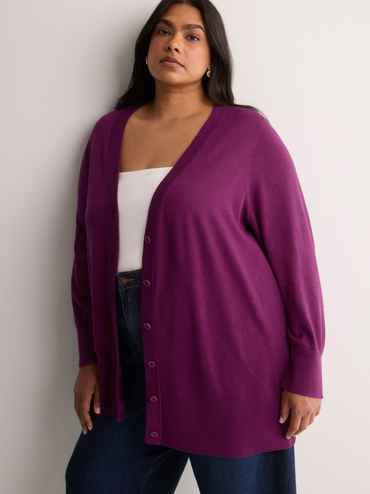 Responsible, Dark Cotton-Blend Tunic Cardigan