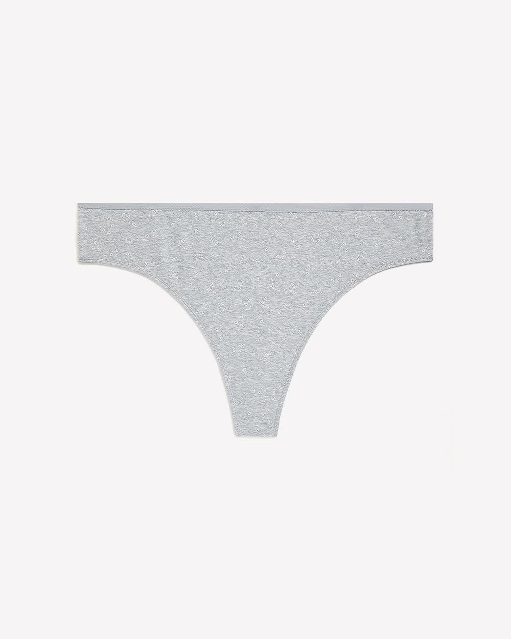 Heathered Cotton Blend Thong with Heart Print - ti Voglio