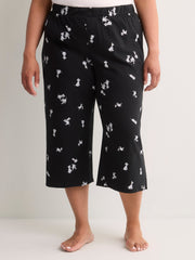 Black Cotton Knit Capri Pyjama Pant with Dalmatian Print - Disney