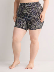 Black Wave-Print Short-Leg Swim Short - Active Zone