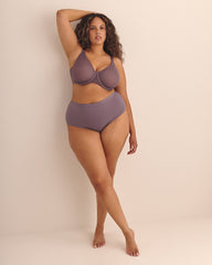 Purple Unlined Underwire Mesh Bra - Déesse Collection