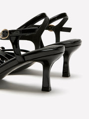 Extra Wide Width, Faux Leather Kitten-Heel Sandal with Bow