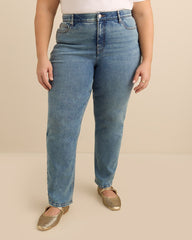 Petite, Classic-Fit Straight-Leg Mid-Rise Jean with Tummy Control - d/C JEANS