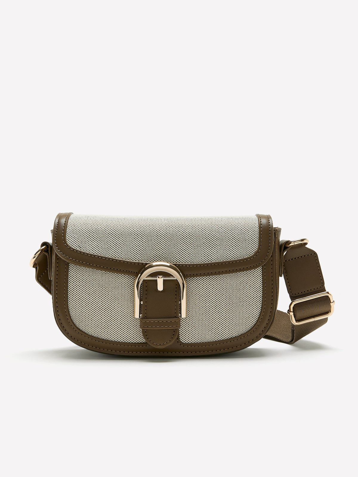 Canvas and Faux-Leather Crossbody Bag
