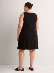 Responsible, Ribbed Sleeveless Boat Neck Swing Dress