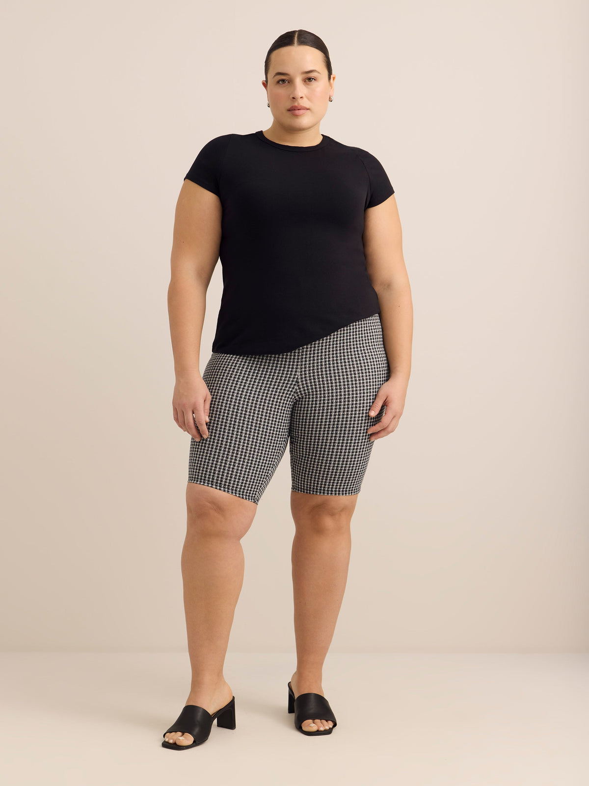 Gingham-Textured Bike Short