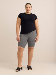 Gingham-Textured Bike Short