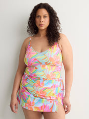 Floral Scoop-Neck Tankini Top with Inner Bra - Bleu Rod Beattie