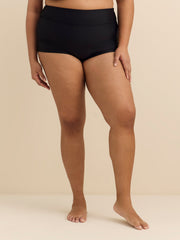 Black High-Waisted Doheny Swim Short - Raisins Curve