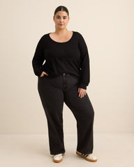 Curvy-Fit Long-Sleeve Waffle Tee - PENN. Essentials
